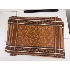 Set of 6 Brown Floral Pattern Placemats Table Mats Dining Kitchen Decor